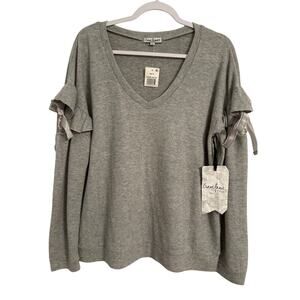 Crave Fame by Almost Famous NWT Women's XL Ruffle Bow Cold Shoulder Soft Sweater